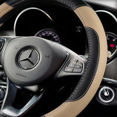 szttswamp leather steering wheel cover non-slip texture for stable steering in any season.