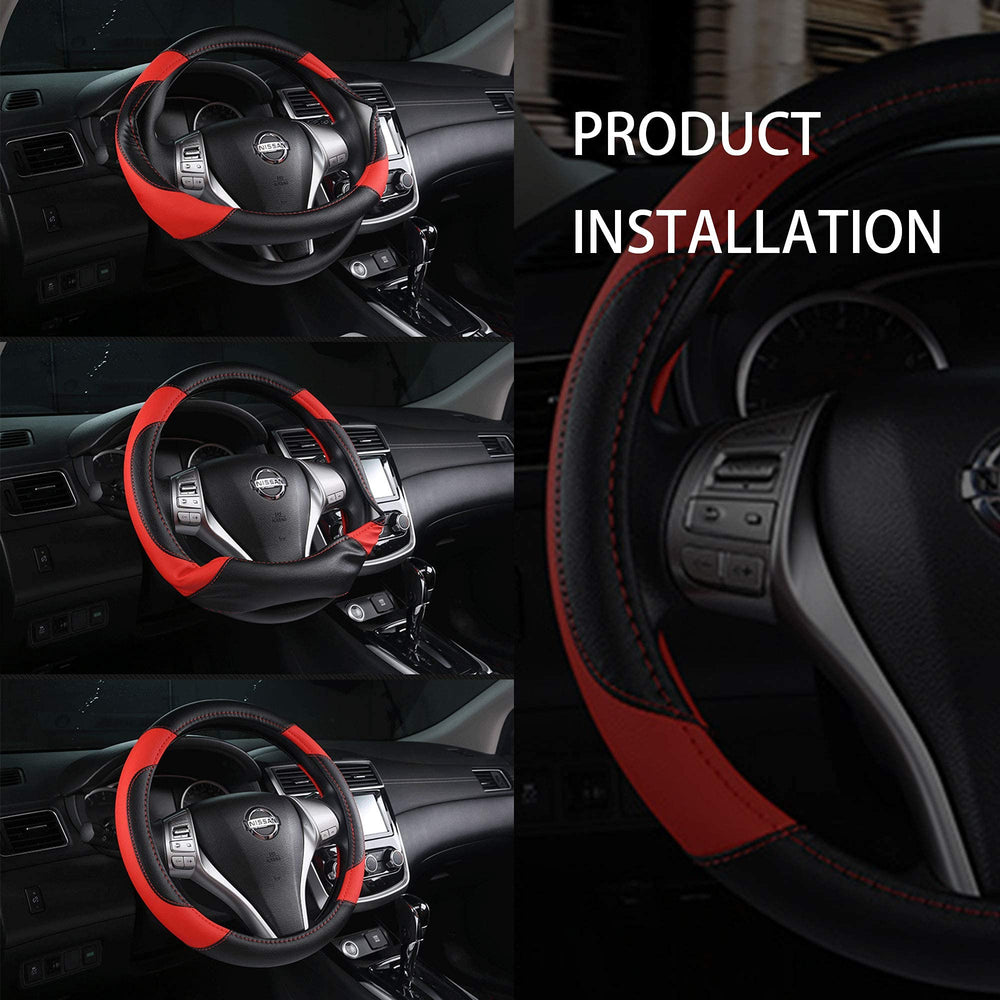 szttswamp leather steering wheel cover protects wheel surface from scratches and wear.