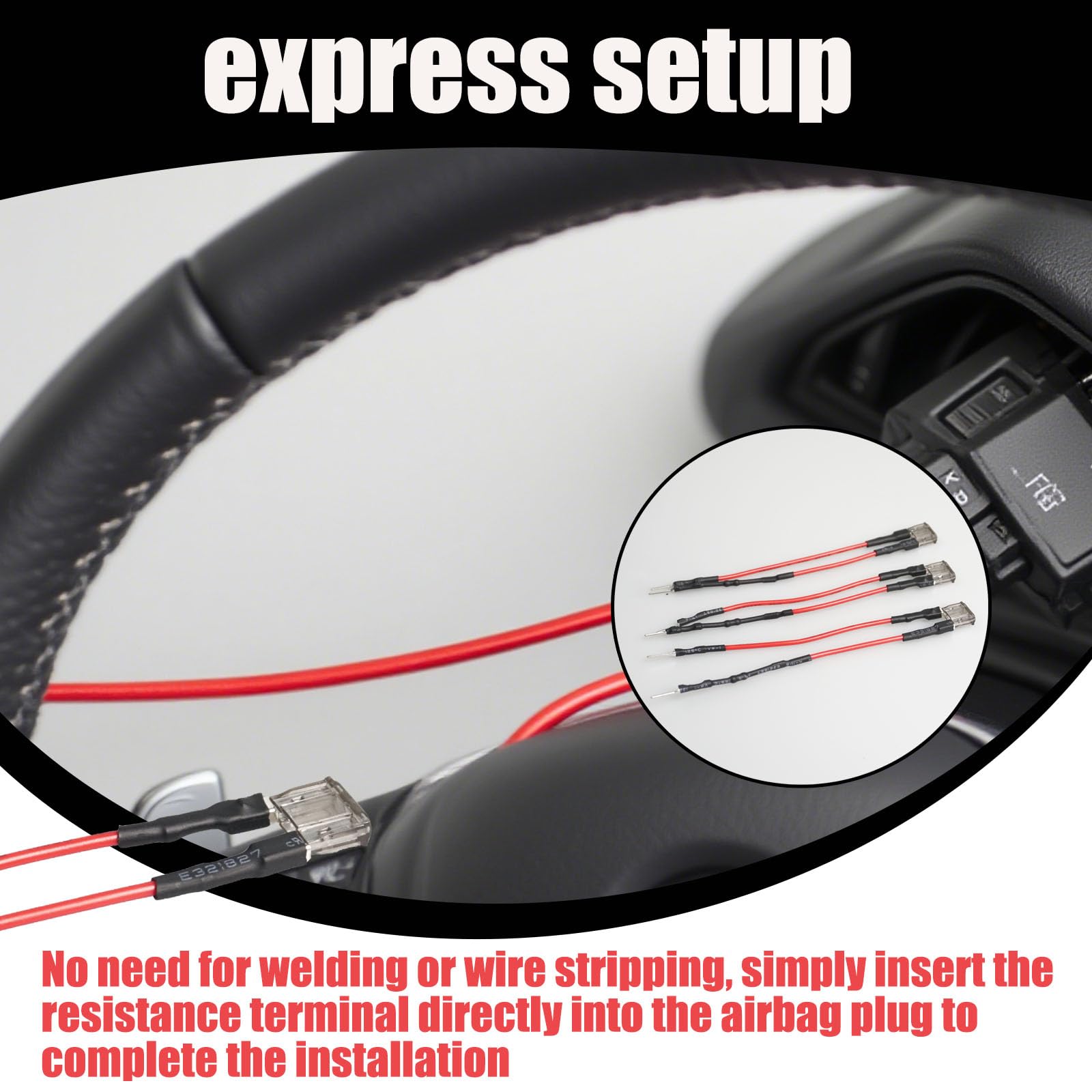 Szuenh steering wheel installation showing plug-and-play setup