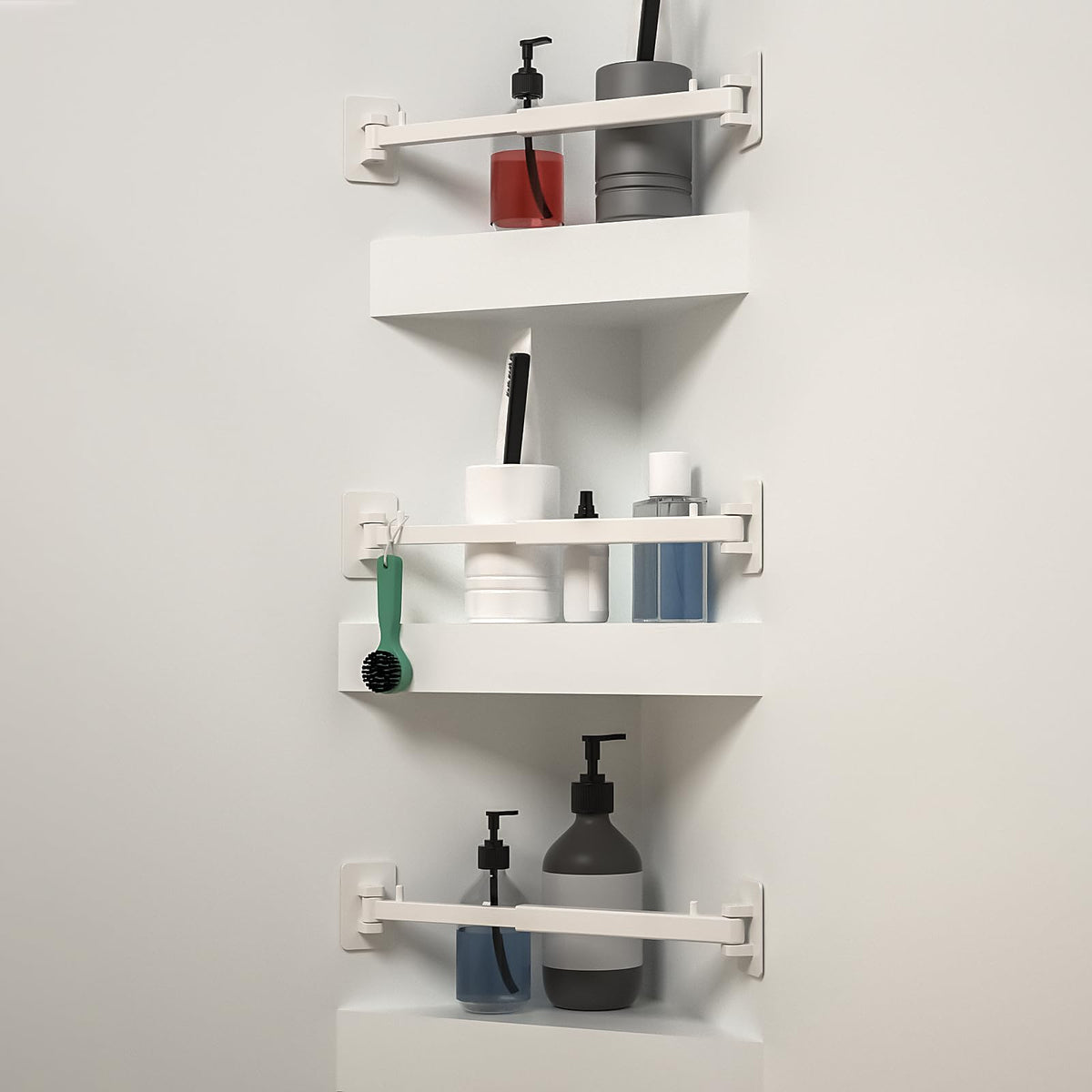 SZZSAF RV shower corner storage bar extended length for toiletries