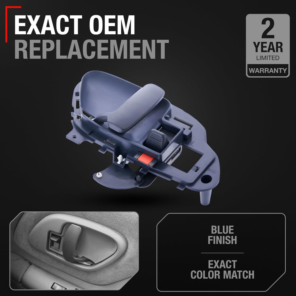T1A blue door handle showing durable plastic construction for long-lasting use.