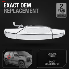T1A chrome exterior door handle for 2007–2013 GM models, durable plastic.