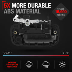 T1A door handle in smooth black plastic highlights reliable OEM replacement for daily use.