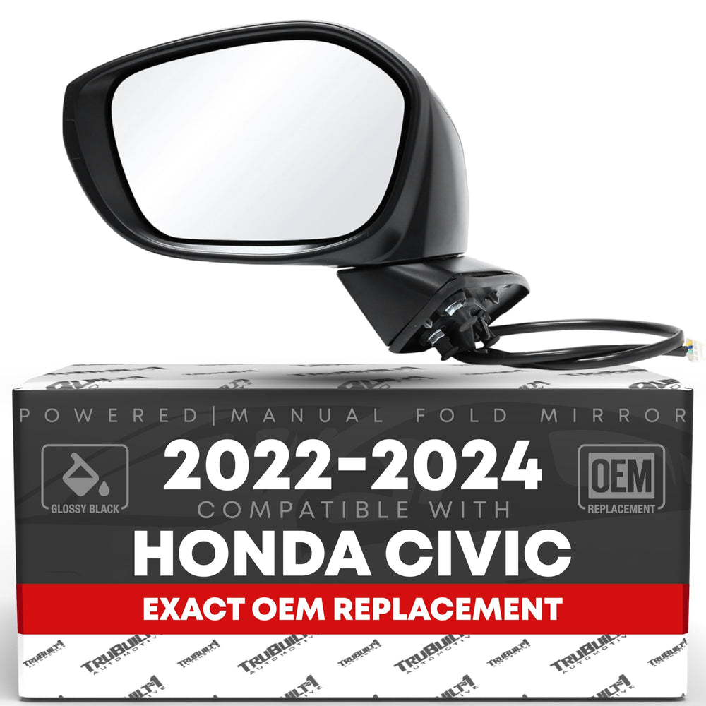 T1A driver-side mirror with flat glass improves rear view for Civic 2022-2024