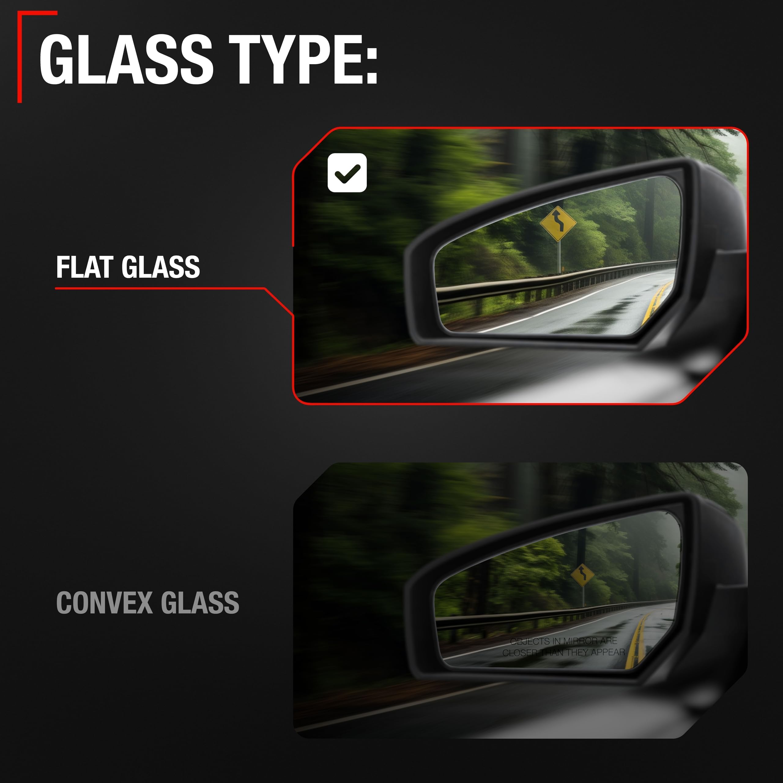 T1A left-side mirror with manual folding for compact parking.