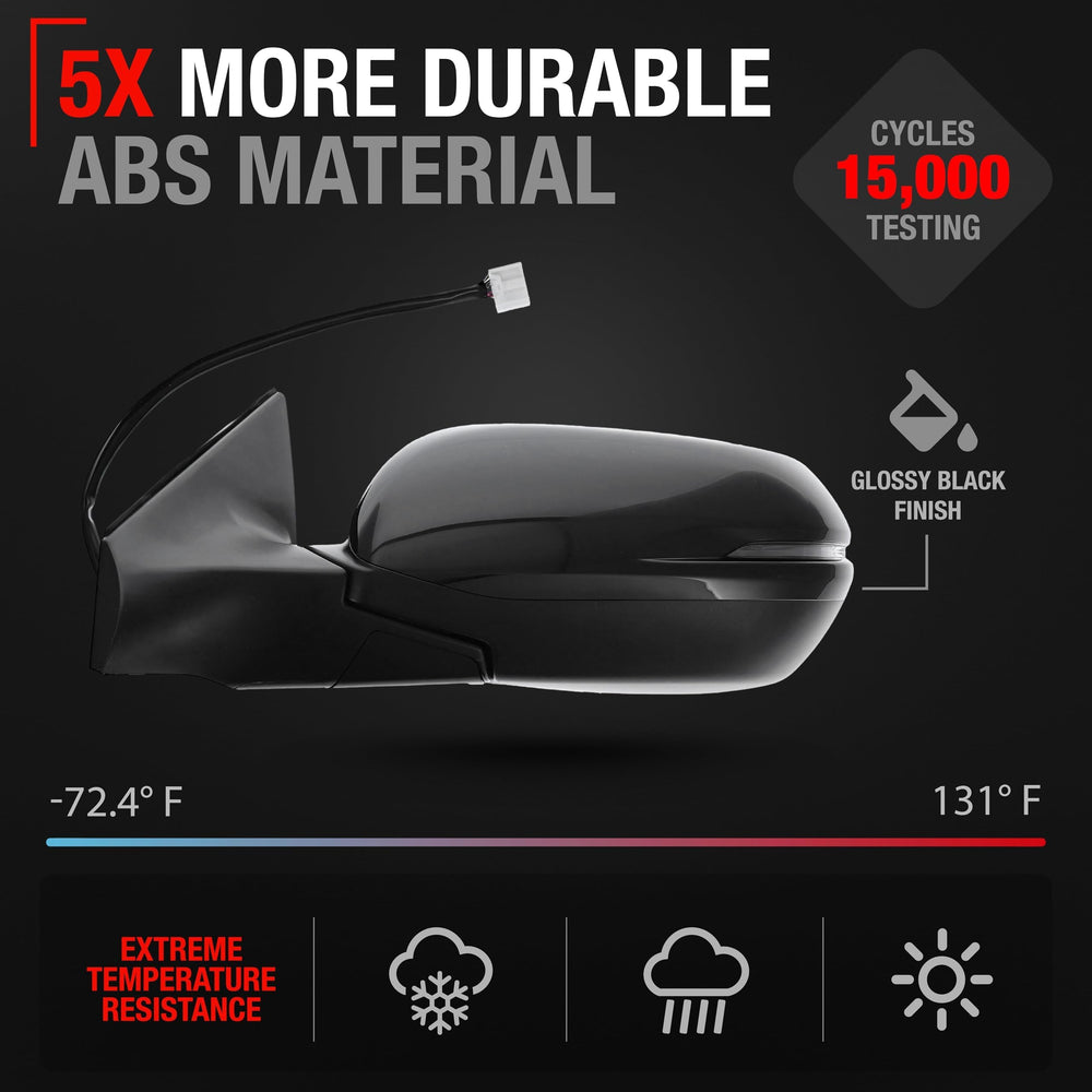 T1A driver side mirror with turn signal enhances lane changes safely.