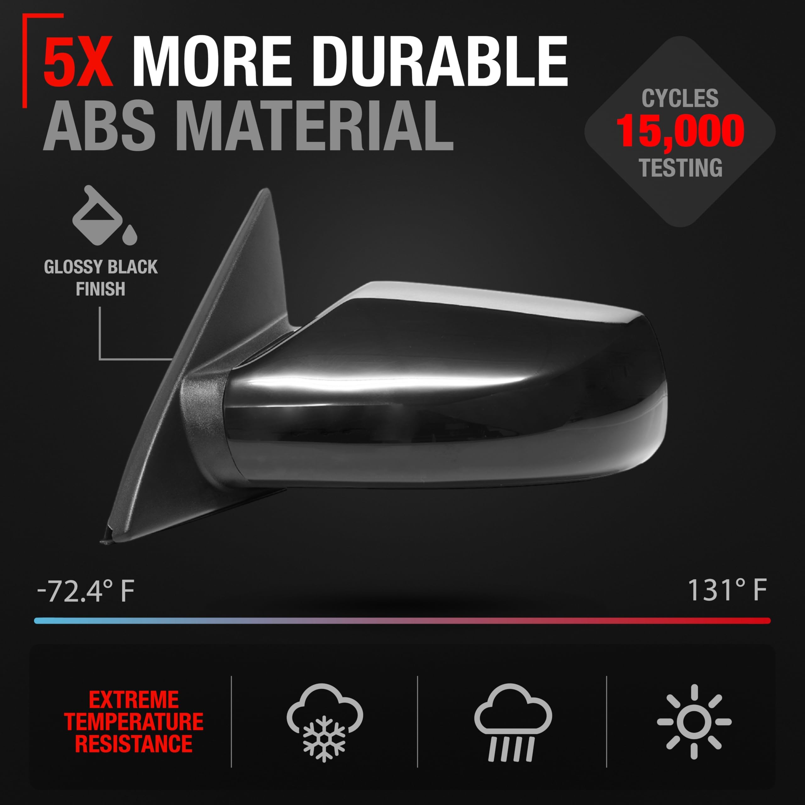 T1A flat glass driver mirror highlighting clear rear visibility