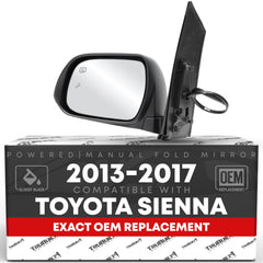 T1A driver-side mirror OEM fit for precise Sienna alignment