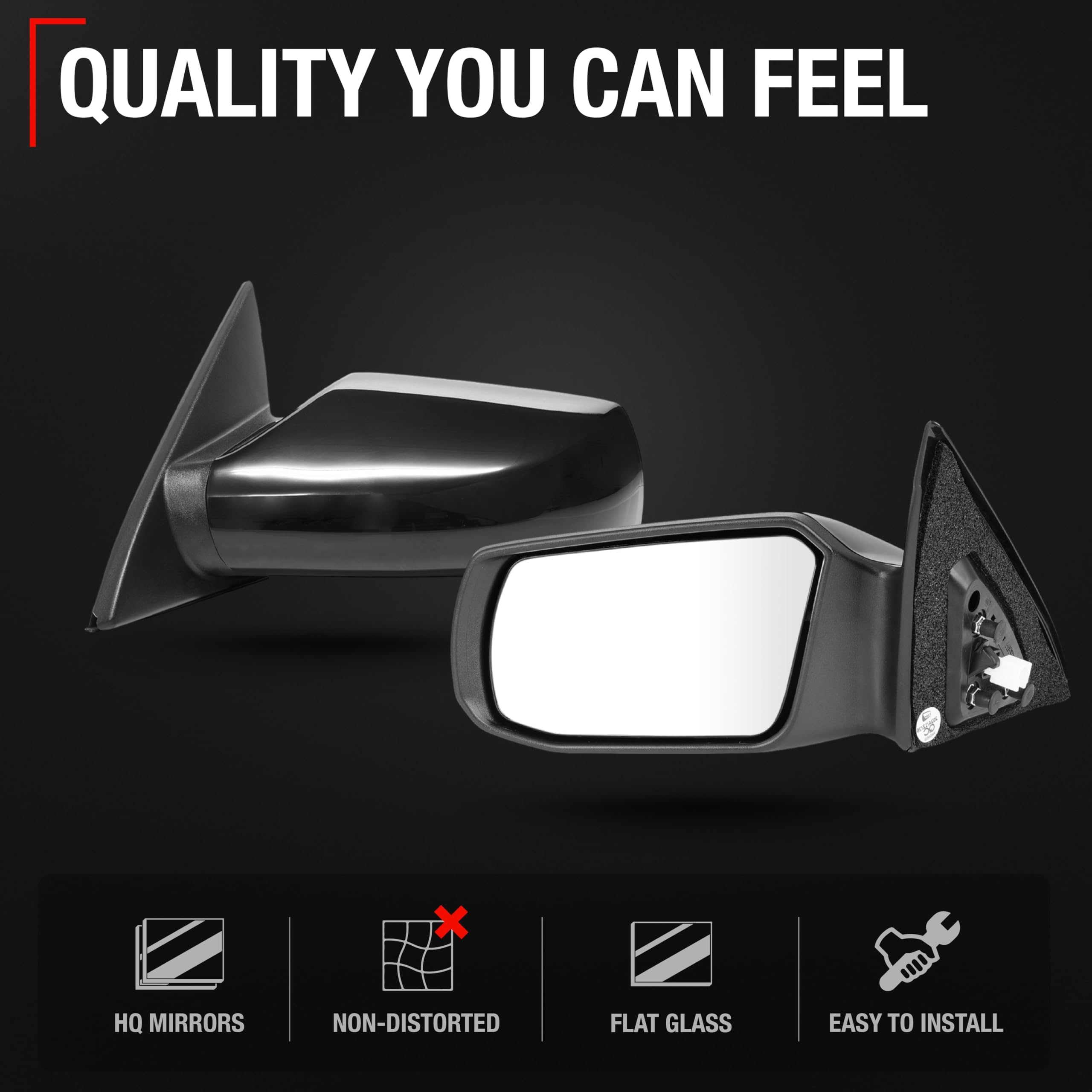 T1A smooth black cover on driver side mirror for a sleek look
