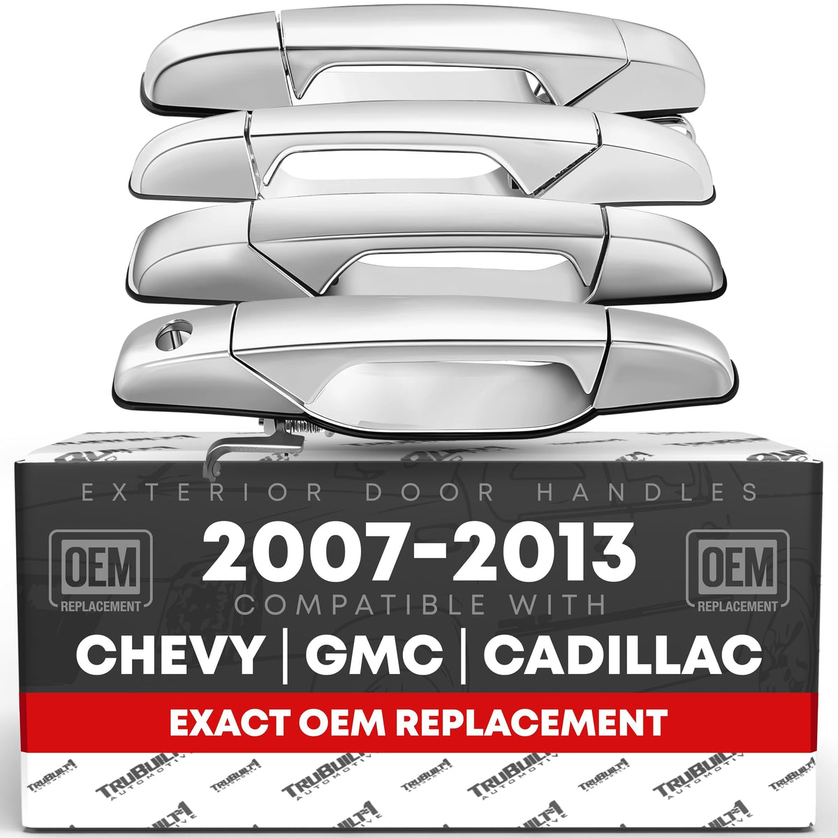 T1A exterior door handle front chrome finish for Chevy and GMC trucks, durable OEM-style replacement.