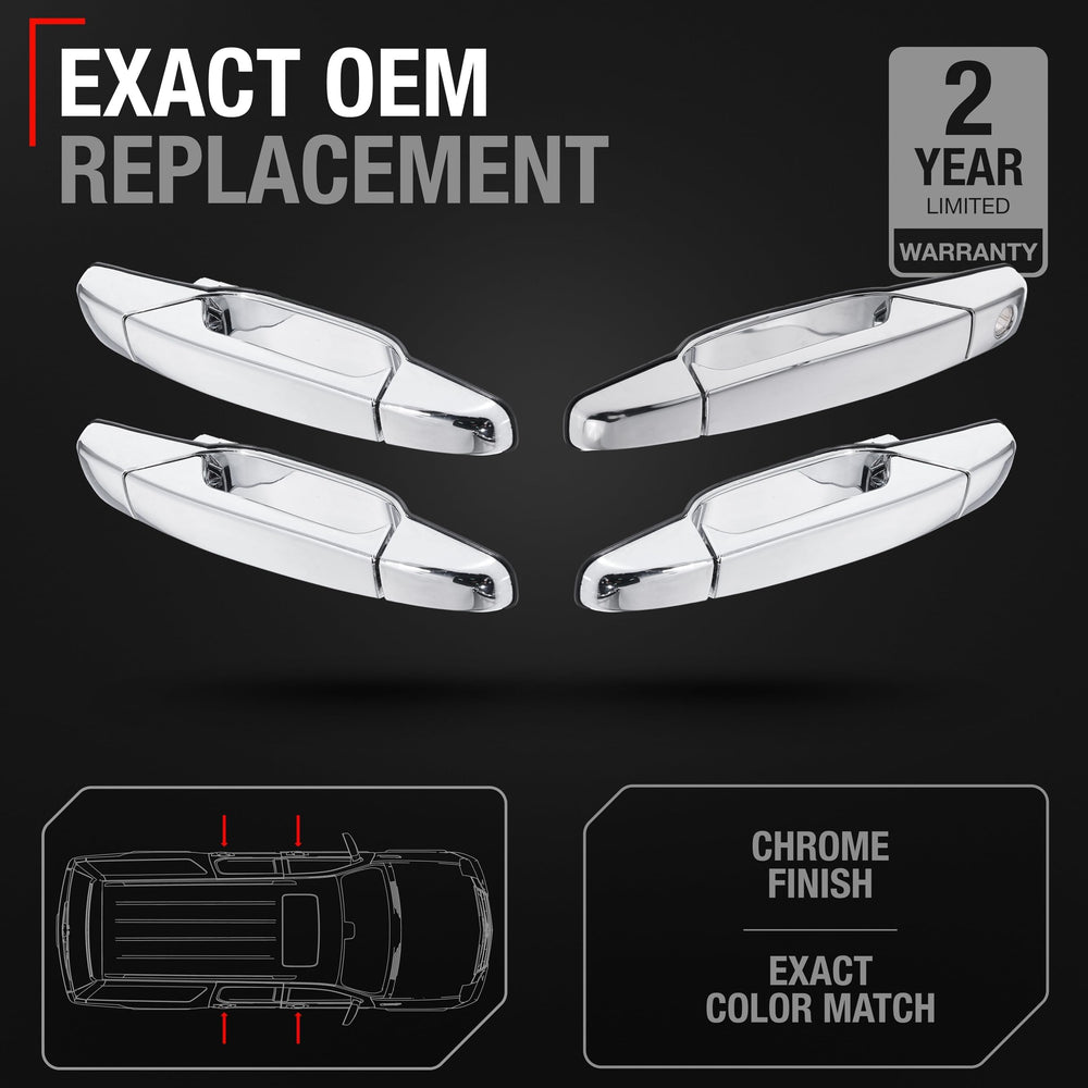 T1A exterior door handle rear chrome finish for Chevy and GMC trucks, seamless replacement.
