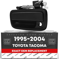 T1A exterior front driver door handle assembly with a smooth black finish for a seamless OEM look.