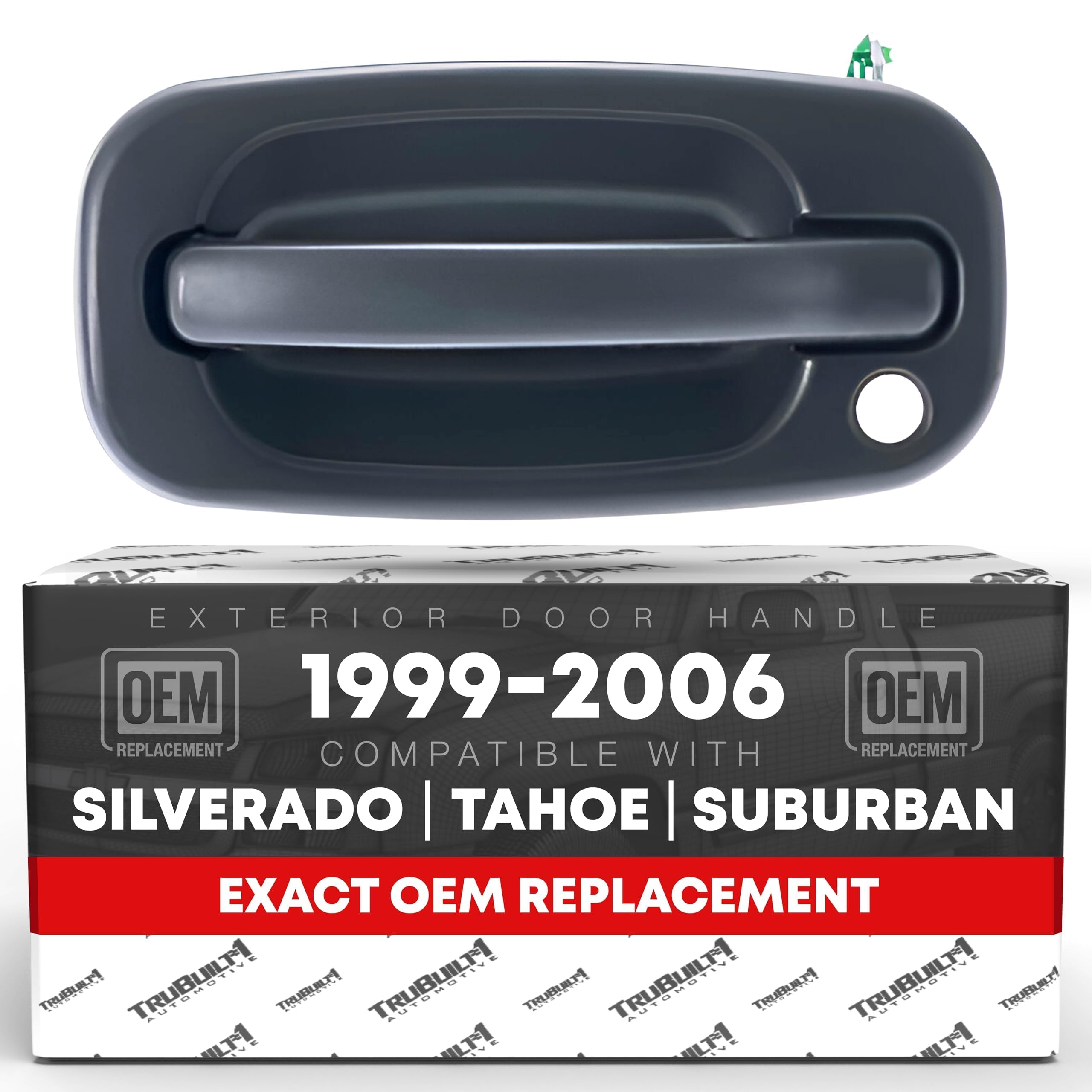 T1A exterior front driver door handle for Chevy Silverado; durable OEM-style replacement.