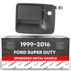 T1A exterior front driver door handle in textured black for durability and fit.
