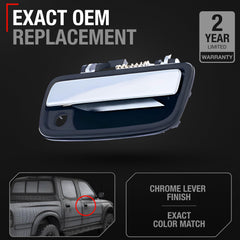T1A modern chrome lever exterior handle highlighting premium finish and smooth operation.