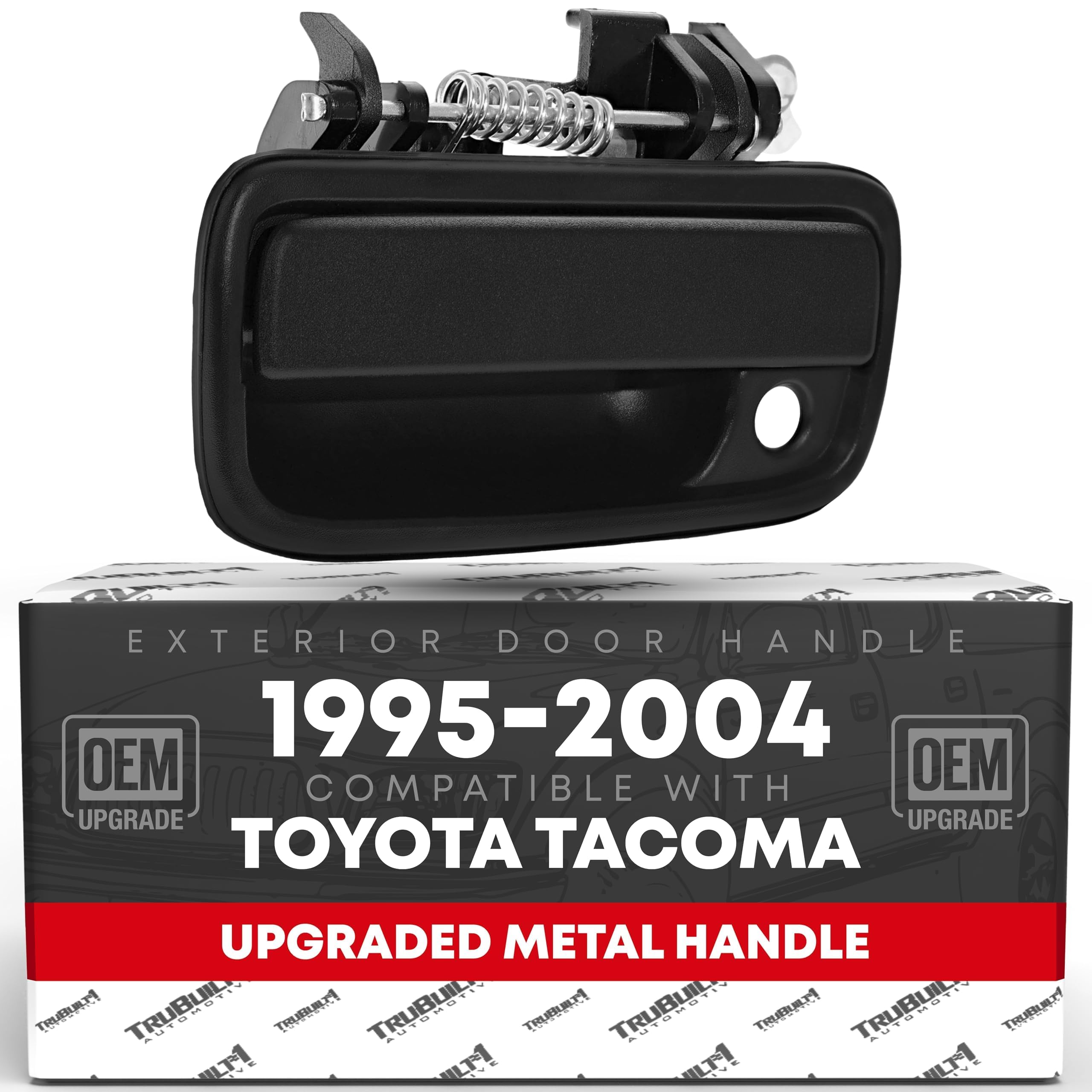 T1A front driver door handle in textured black for OEM fit.
