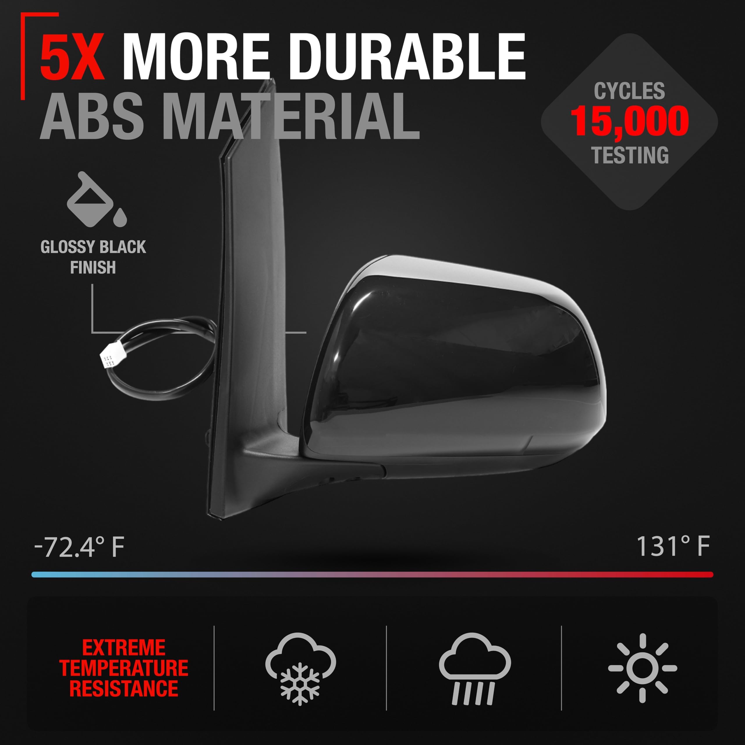 T1A mirror with heating defogs quickly for winter driving