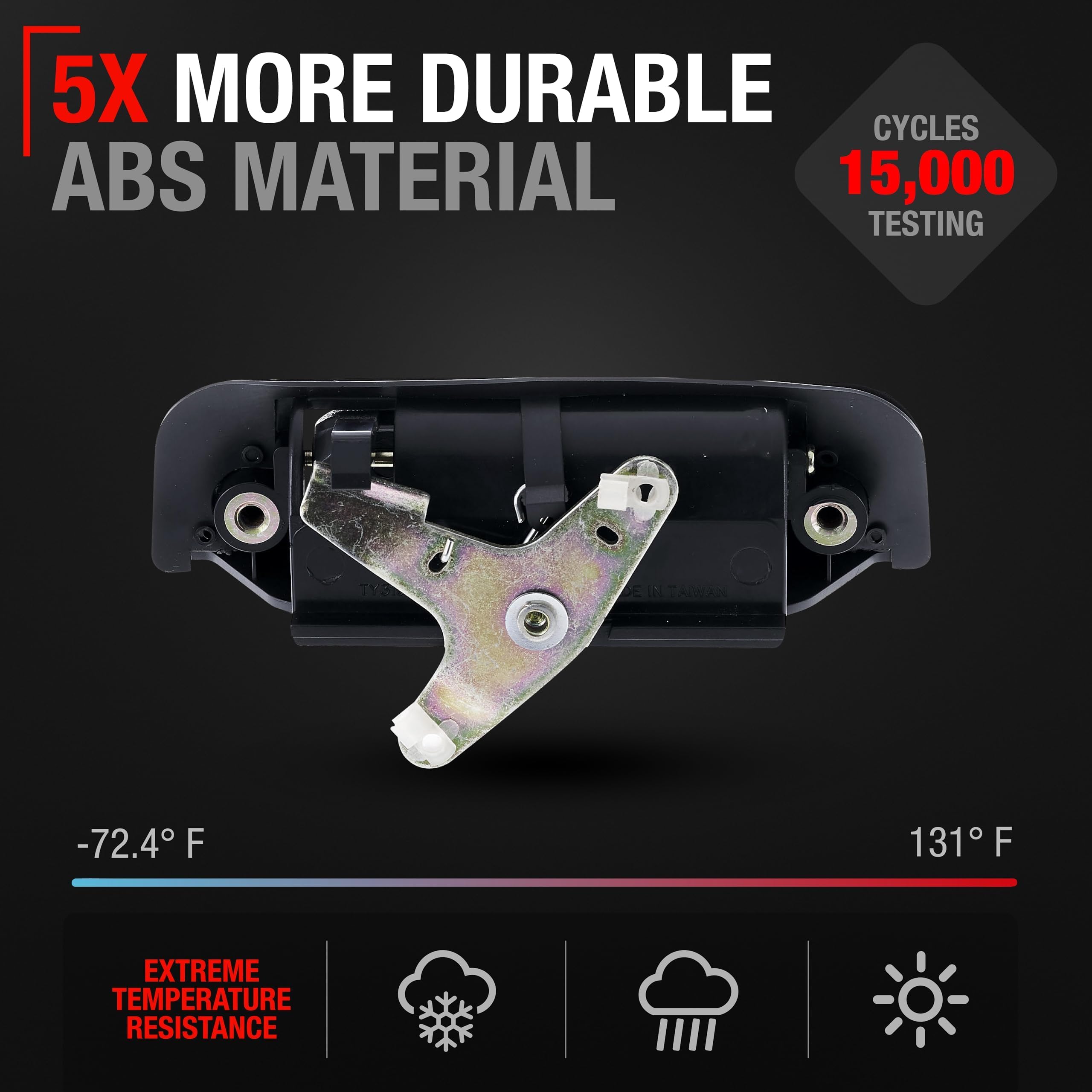 T1A OEM replacement latch TO1915103 close-up, durable plastic finish.