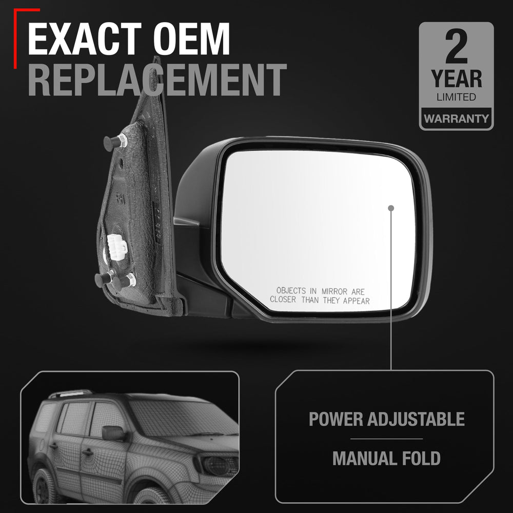 T1A mirror close-up highlights exact compatibility for easy replacement.