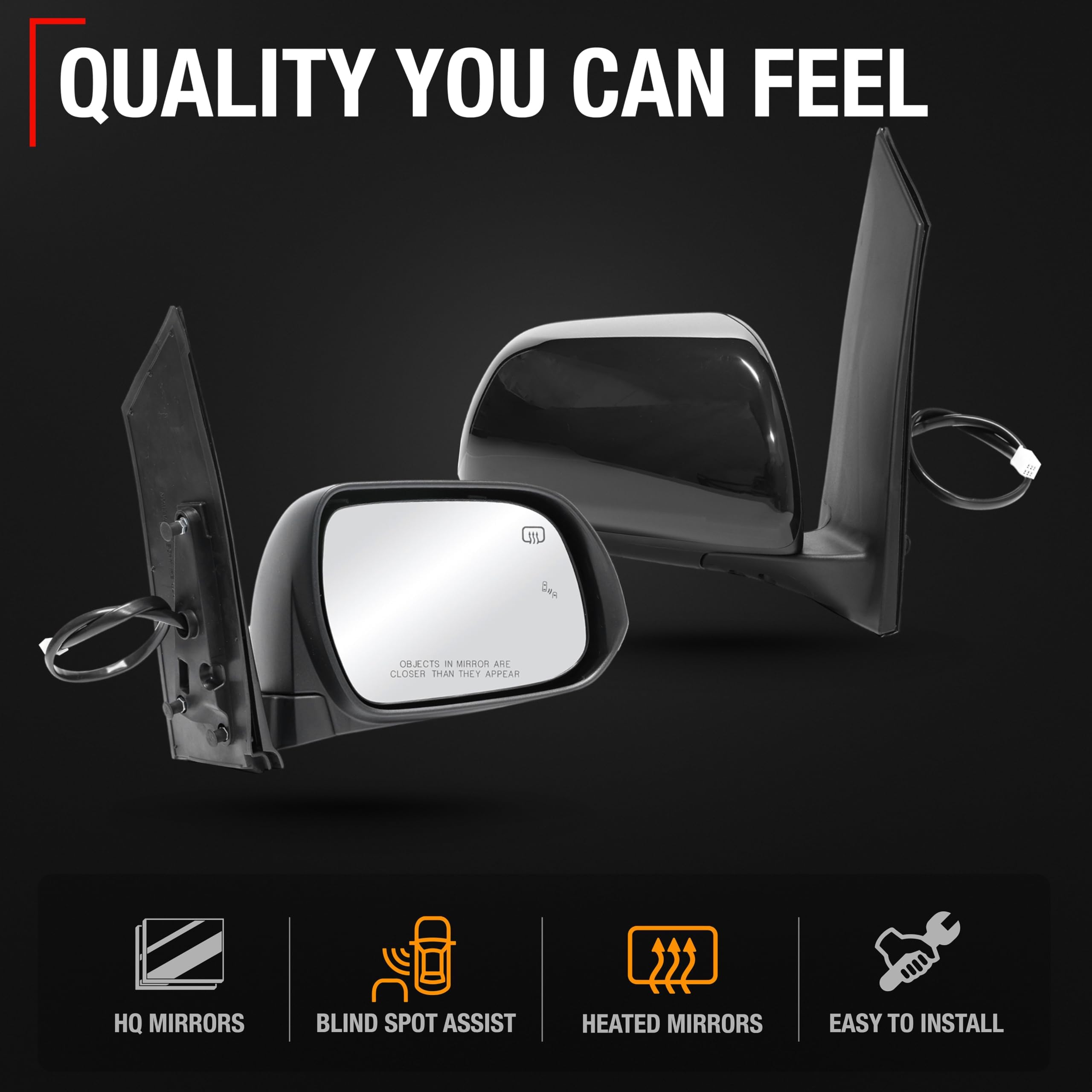 T1A heated mirror element for defrost-ready visibility