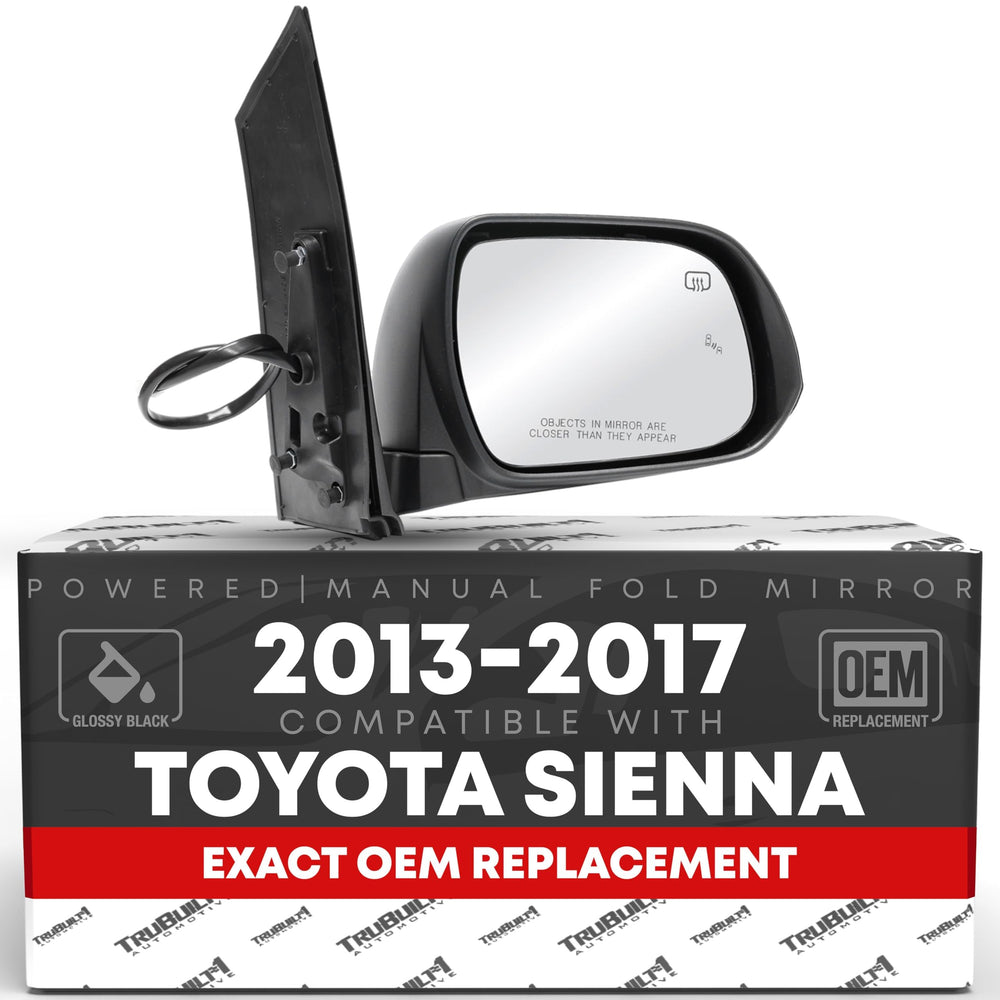 T1A passenger side mirror for Toyota Sienna with OEM fit and wide view