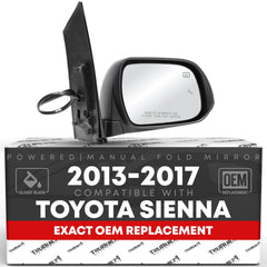 T1A passenger side mirror for Toyota Sienna with OEM fit and wide view