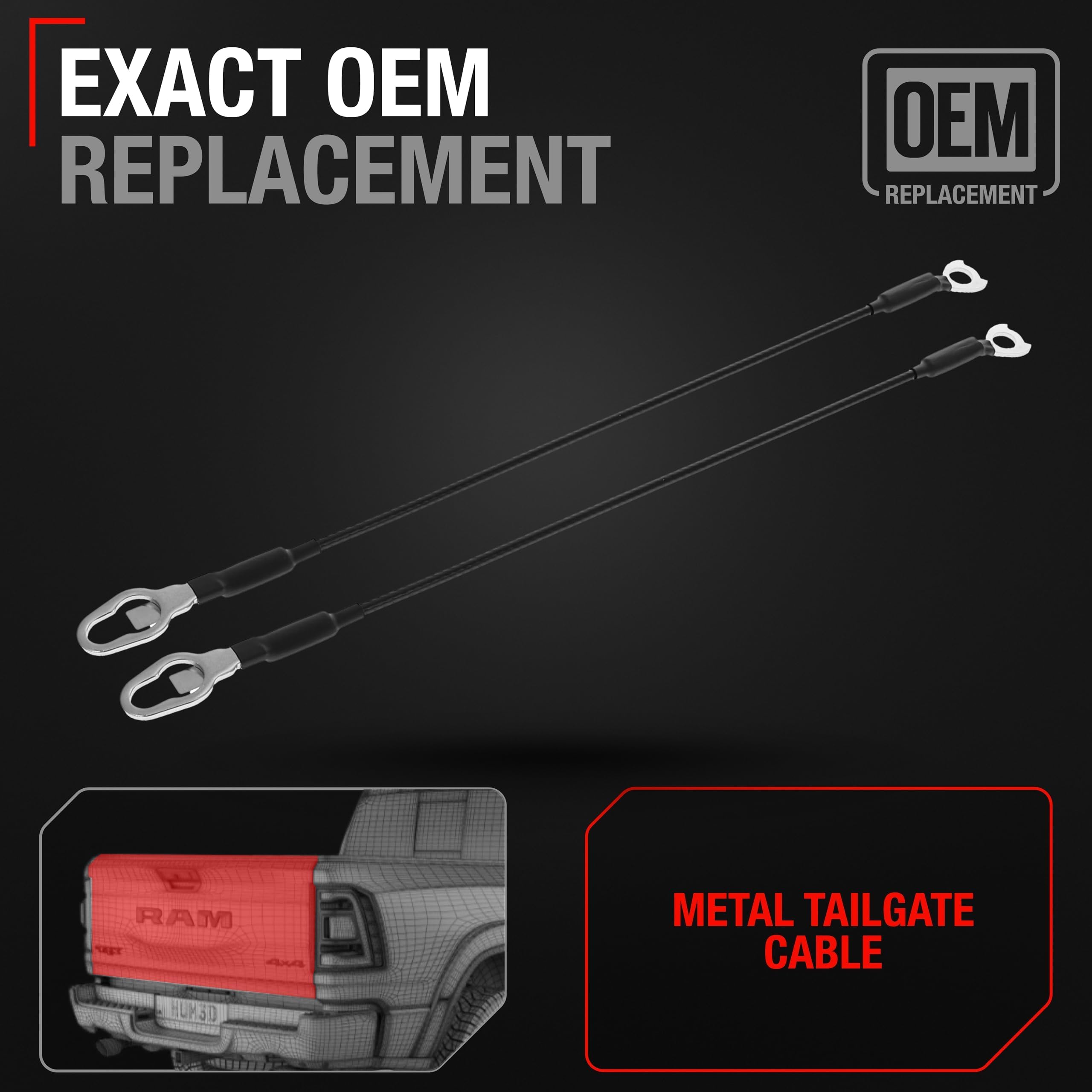 T1A 21-1/4-inch metal cable, durable build for reliable tailgate function.