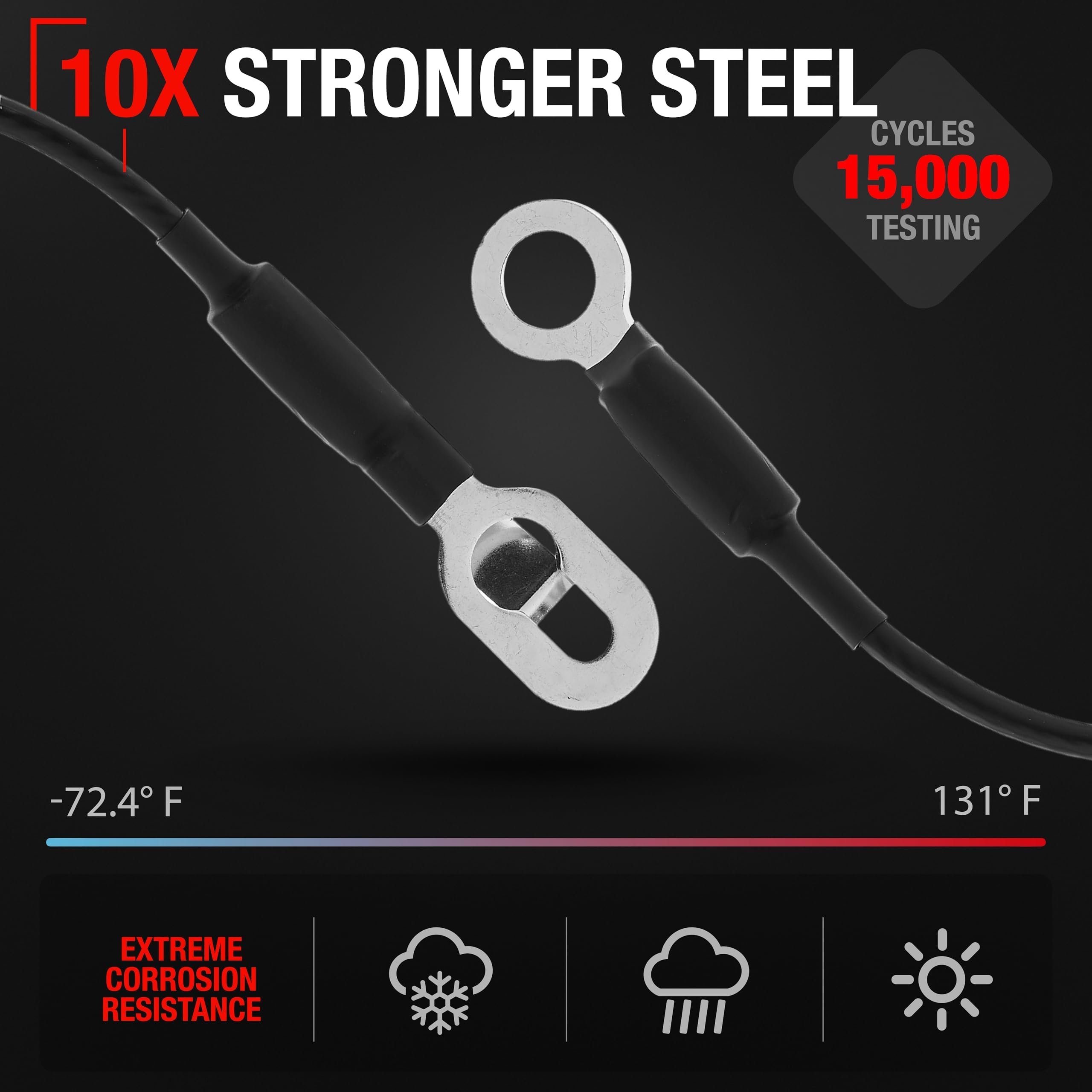 T1A tailgate cable metal body provides high-strength construction for heavy use.