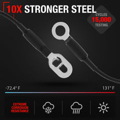 T1A tailgate cable metal body provides high-strength construction for heavy use.
