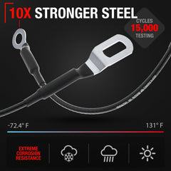 T1A tailgate cable metal construction close-up highlights durable design.