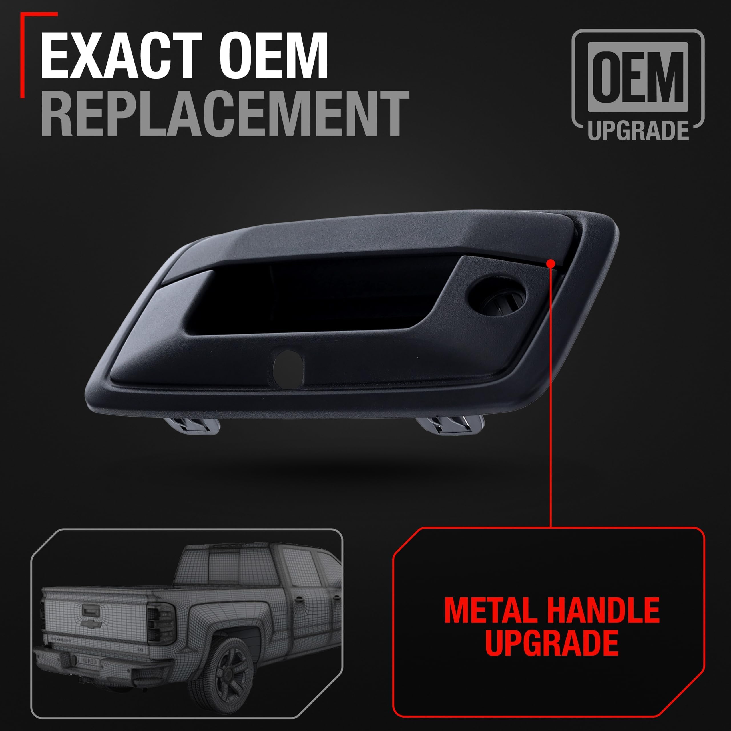 T1A tailgate handle with textured black finish for a durable, sleek look.
