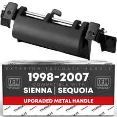 T1A tailgate handle assembly close-up shows upgraded metal for lasting durability.