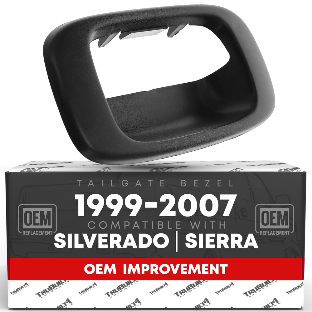 T1A tailgate handle bezel in textured black finish for a seamless OEM replacement