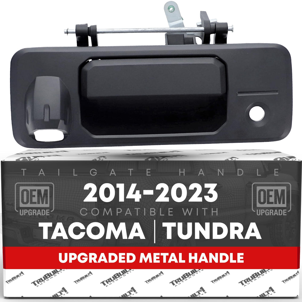 T1A tailgate handle with camera hole for Tacoma/Tundra, easy OEM-style replacement.