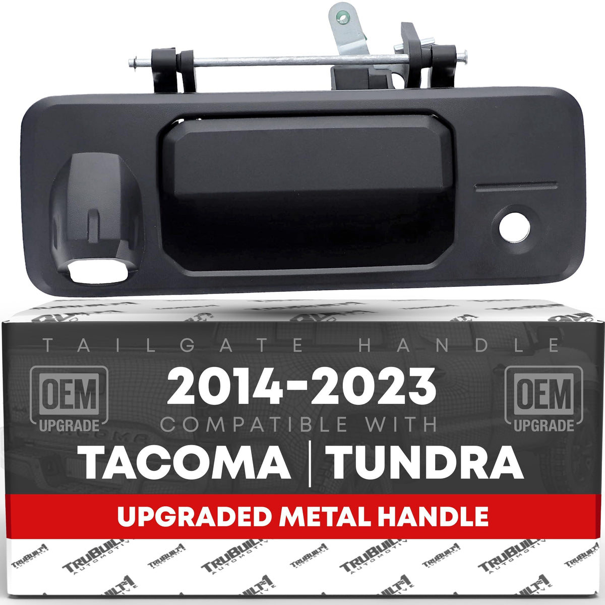 T1A tailgate handle with camera hole for Tacoma/Tundra, easy OEM-style replacement.