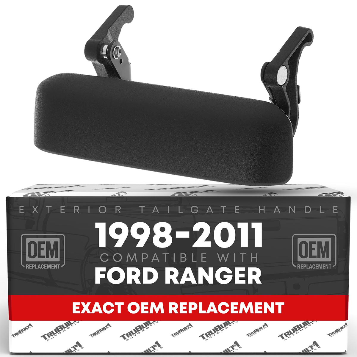 T1A Tailgate Handle for Ford Ranger in textured black, durable exterior for everyday use.