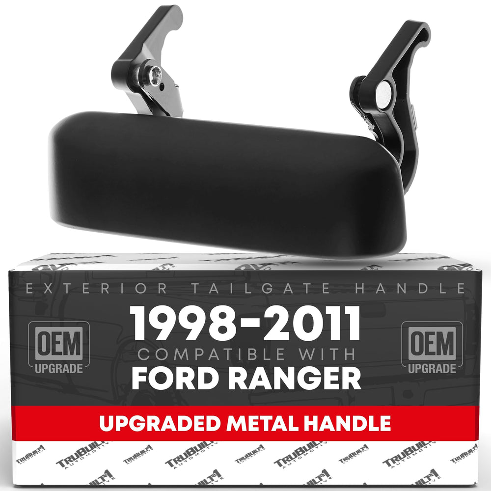 T1A tailgate handle latch with smooth black finish for easy rear access