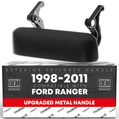 T1A tailgate handle latch with smooth black finish for easy rear access