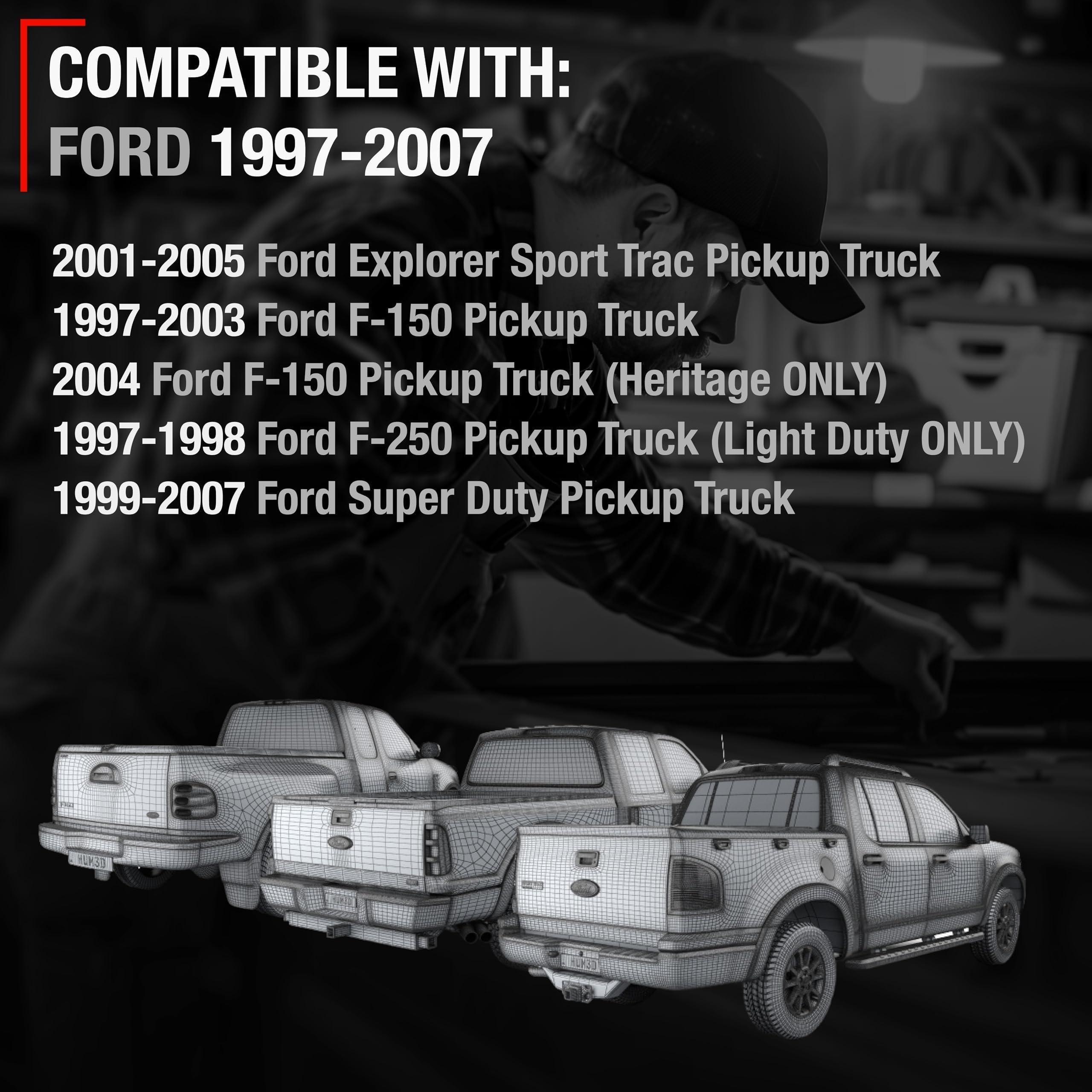 Installed on a Ford Super Duty for secure latch with keyhole feature