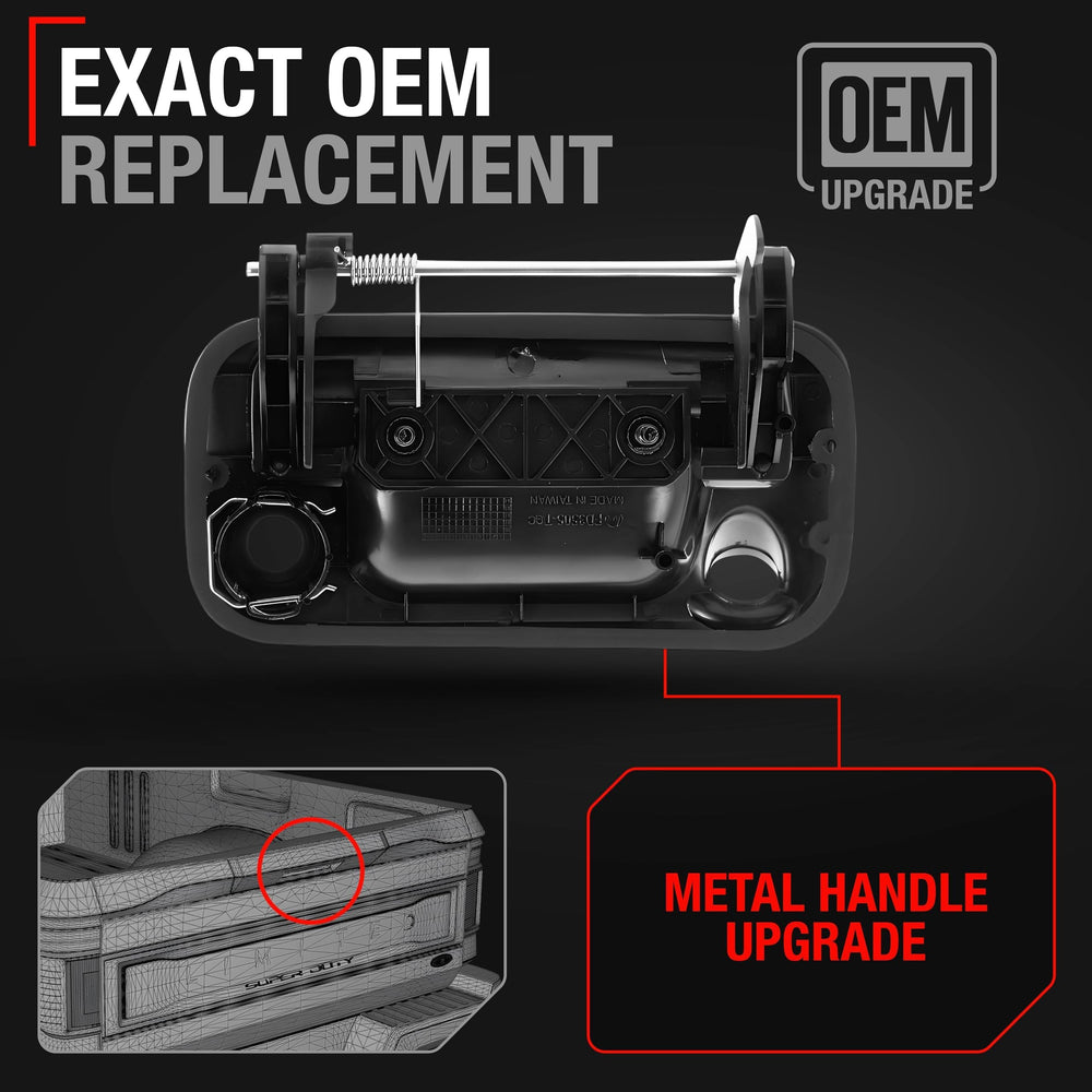 T1A textured black finish tailgate handle with durable build