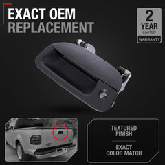 T1A tailgate handle shown in side profile for easy replacement on Ford Super Duty