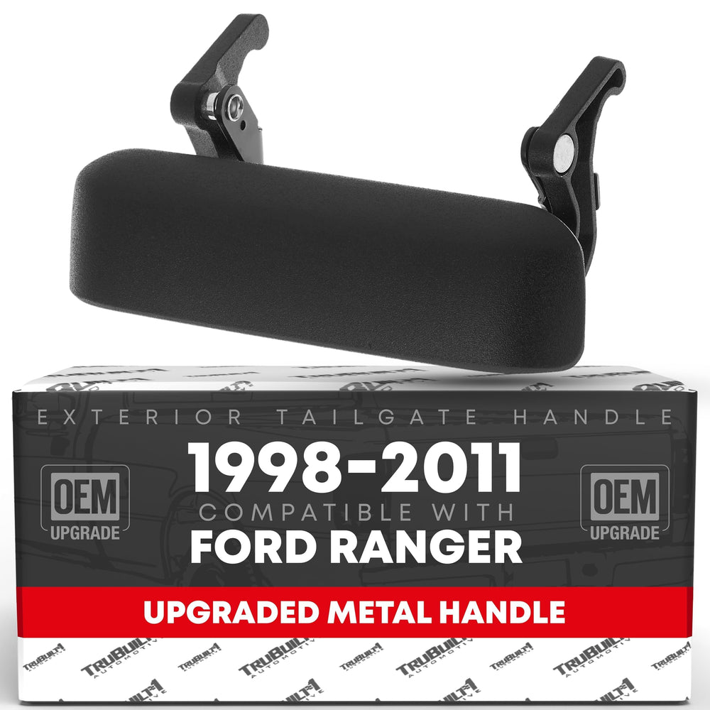 T1A tailgate handle, upgraded metal, textured black finish for Ford Ranger, durable replacement.