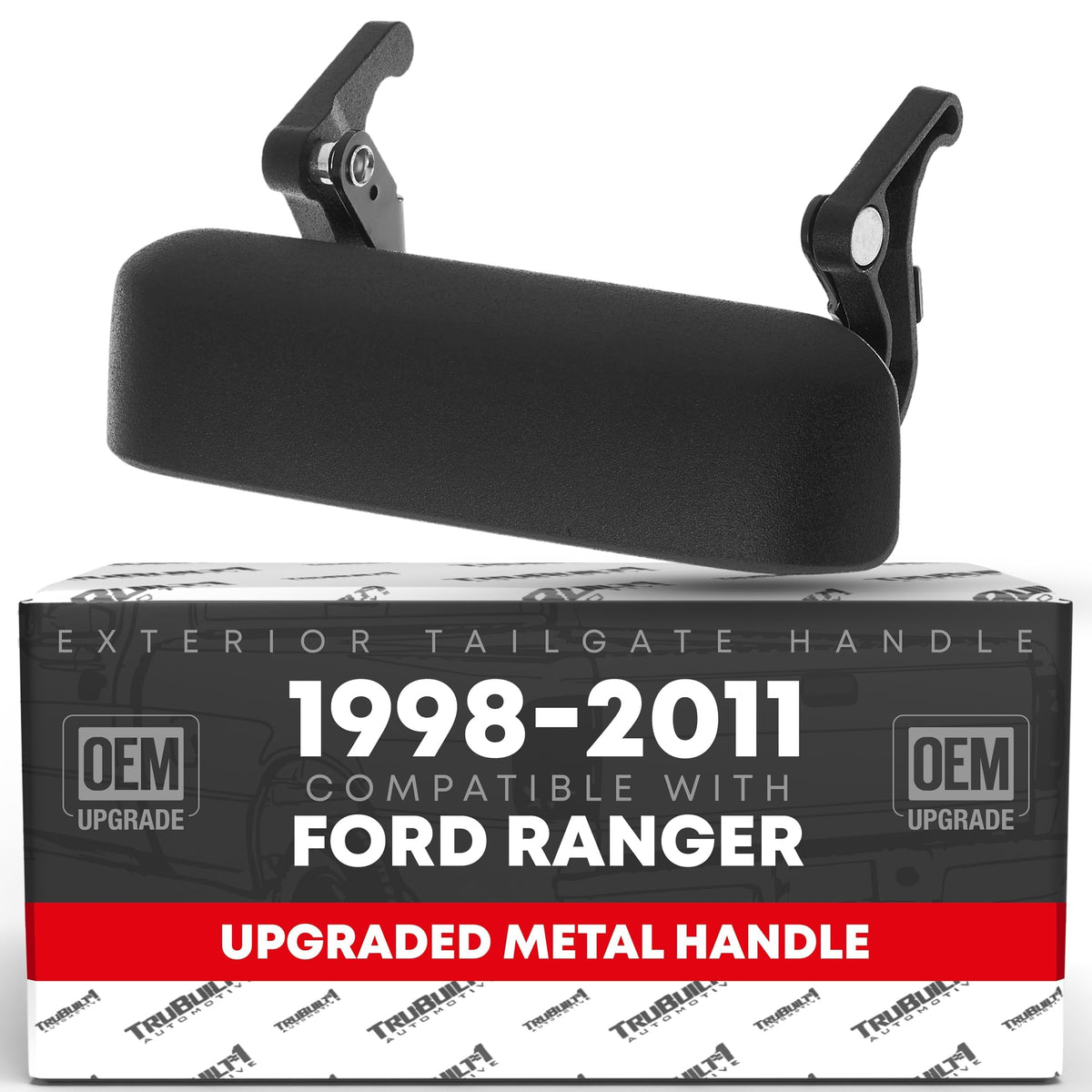 T1A tailgate handle, upgraded metal, textured black finish for Ford Ranger, durable replacement.