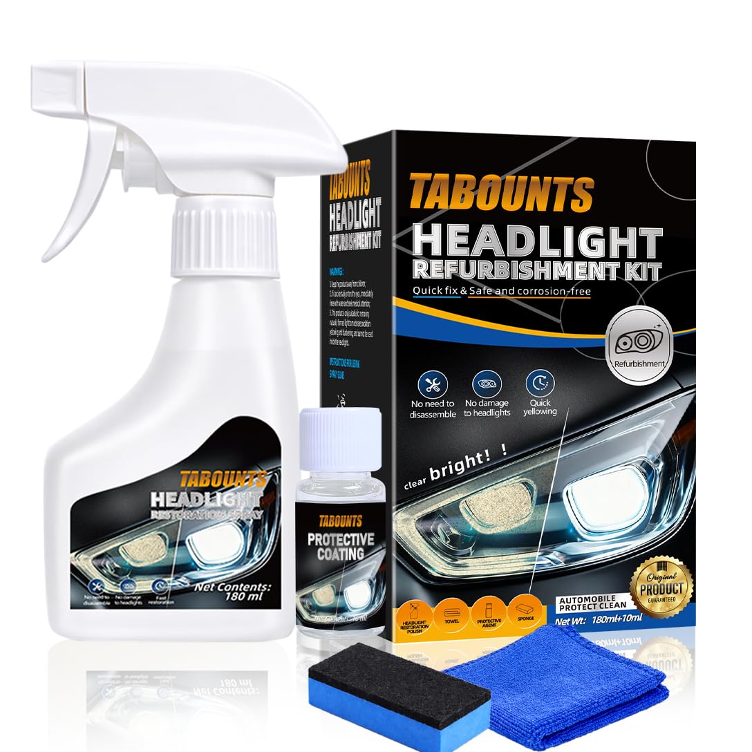 TABOUNTS headlight restoration kit restores clarity for safer night driving.
