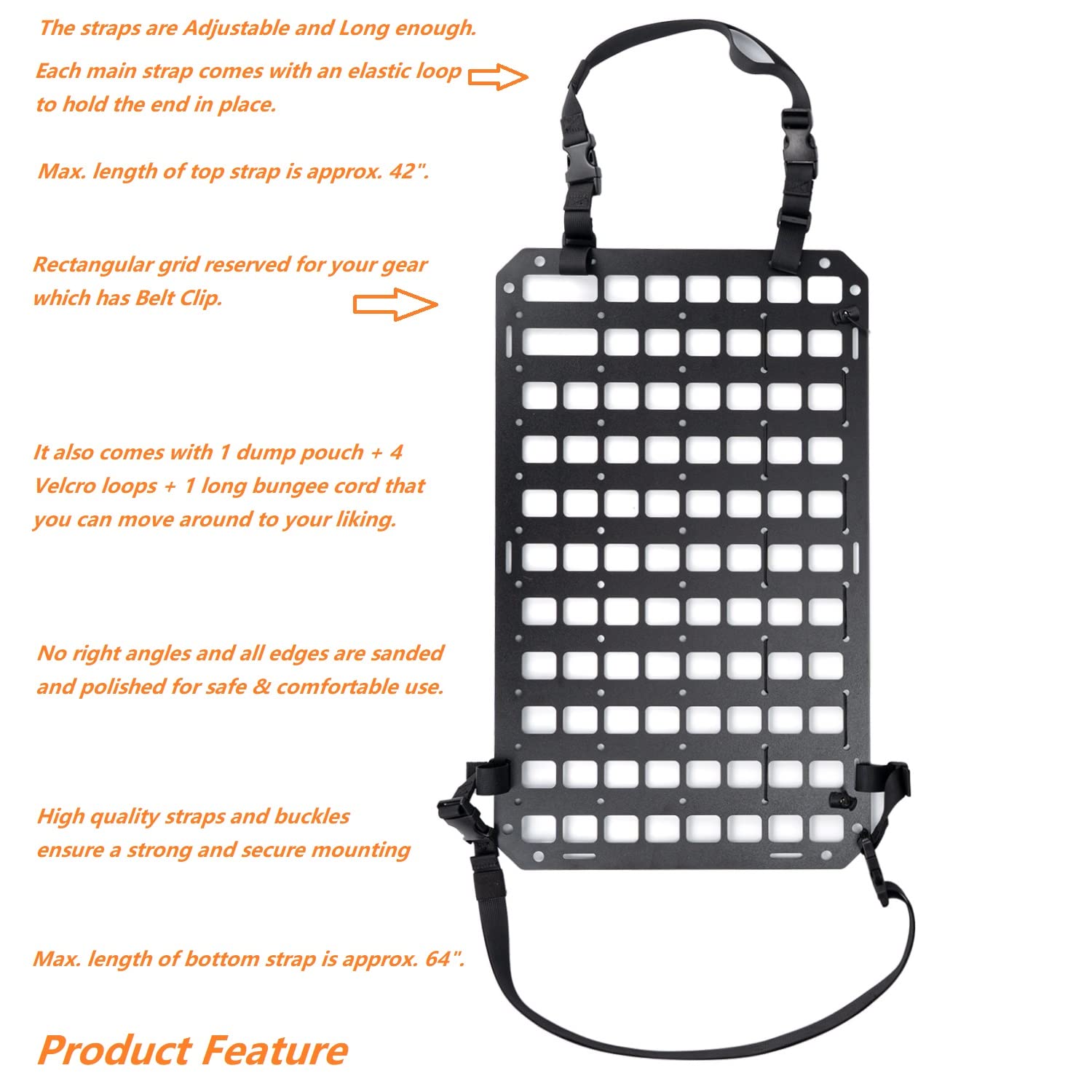 TACNEX seat-back organizer with universal straps for cars
