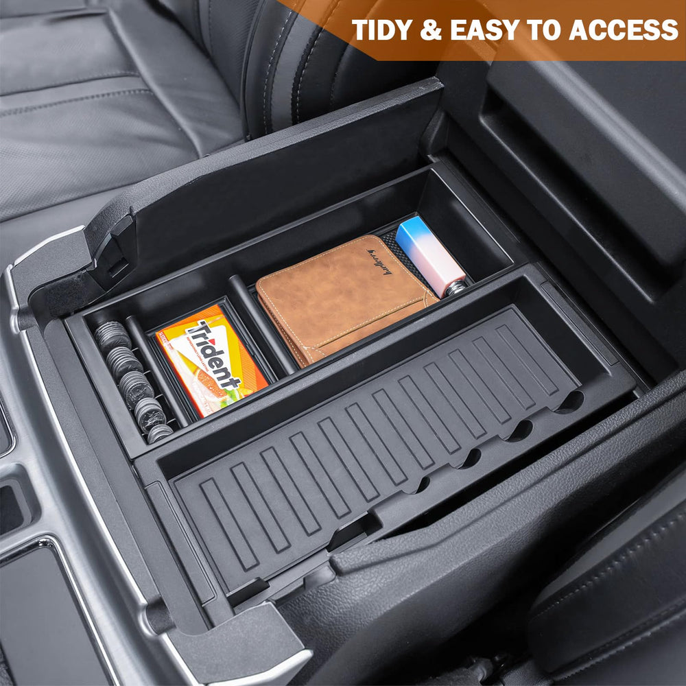 TACOBRO center console organizer Expedition example highlights enhanced storage