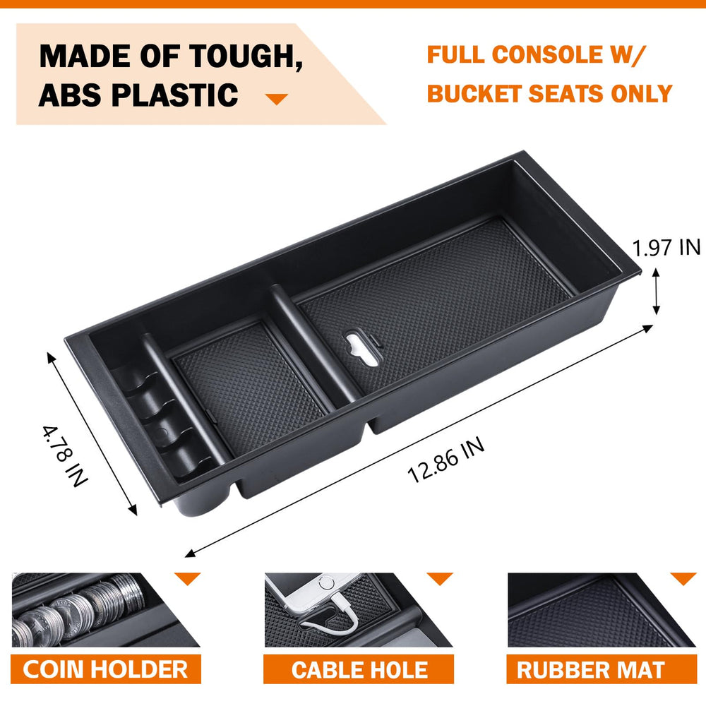 TACOBRO center console organizer with rubber cushion pad to reduce movement