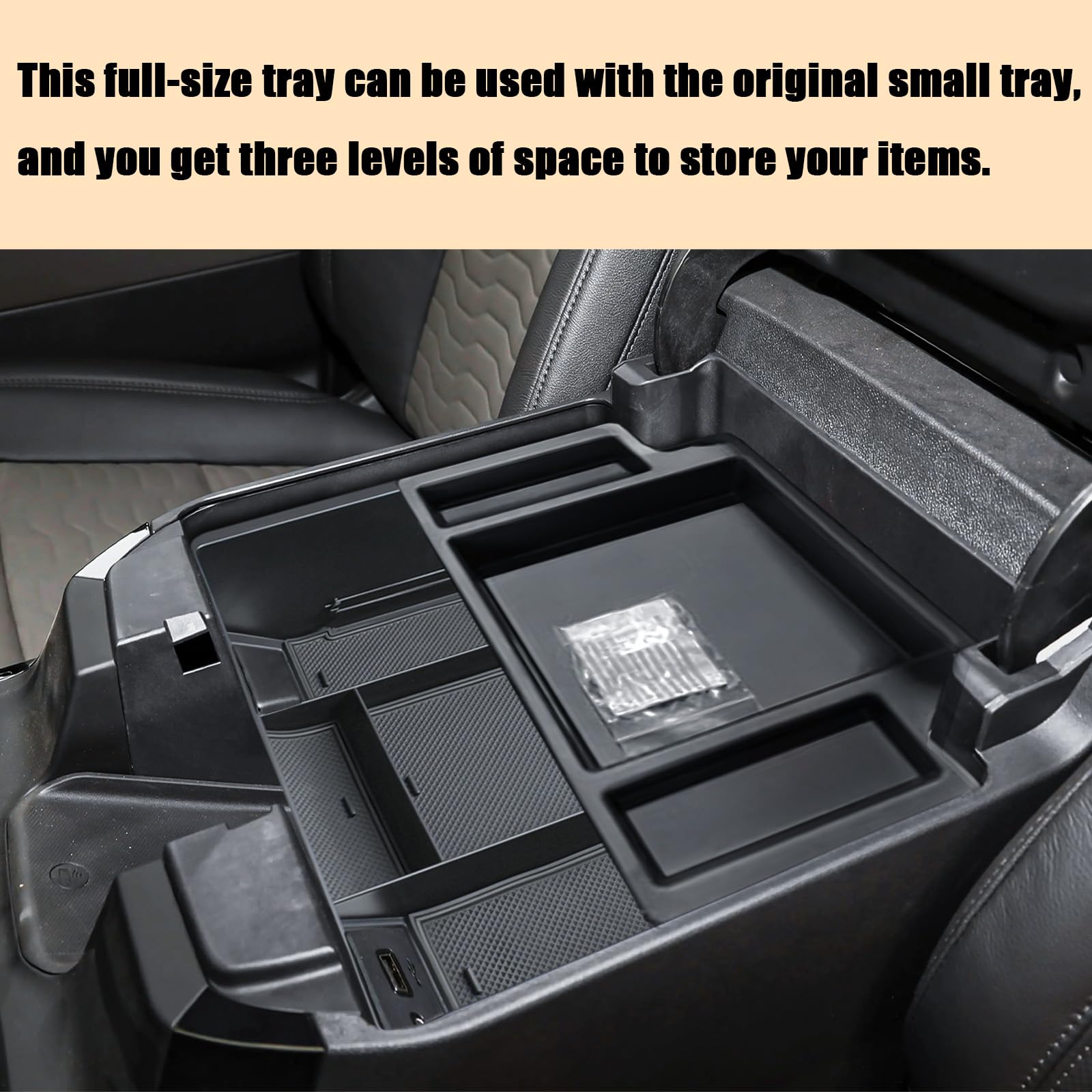 TACOBRO ABS material tray provides durable protection for the console area.
