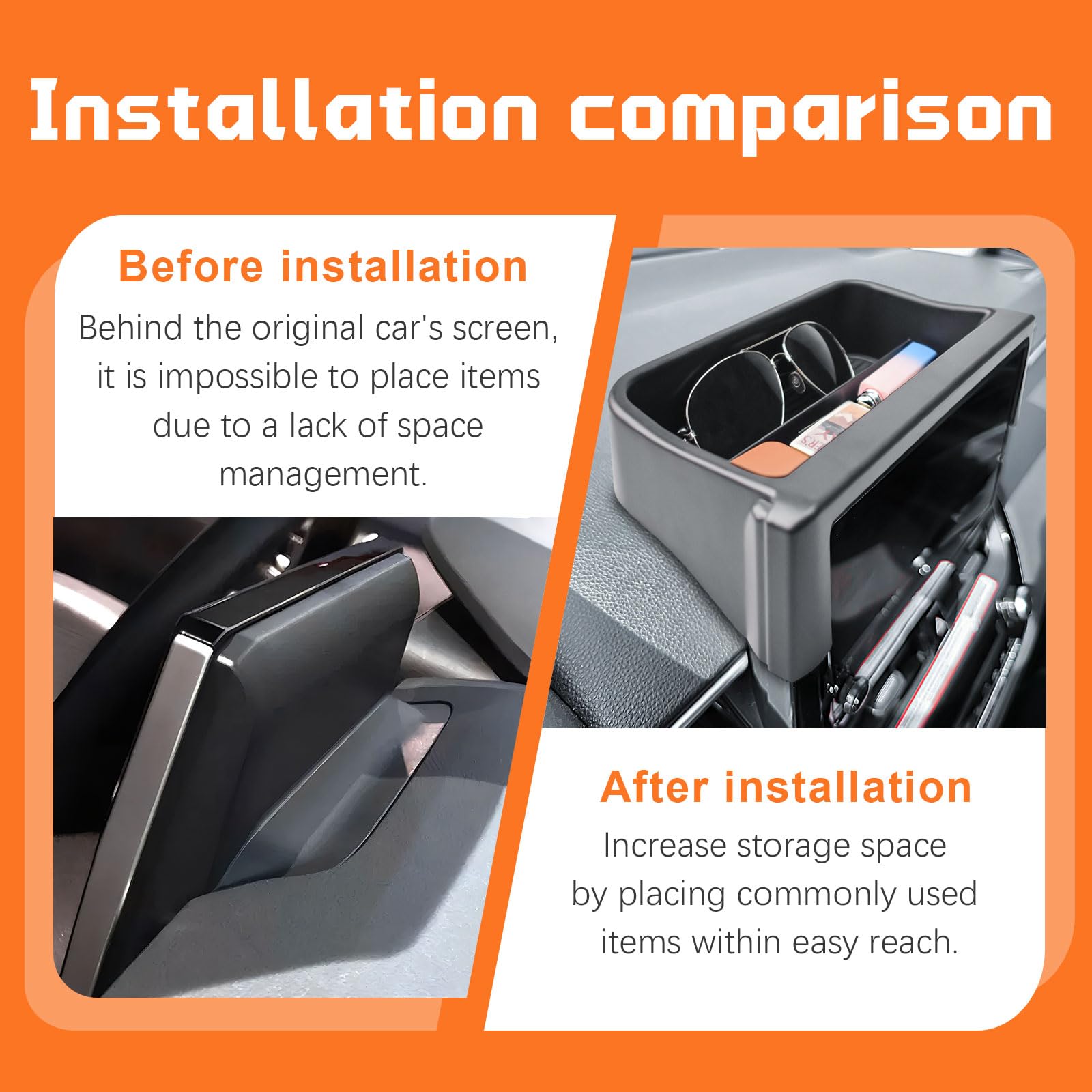 TACOBRO Corolla Cross dash tray fits 8-inch display and reduces clutter on trips.