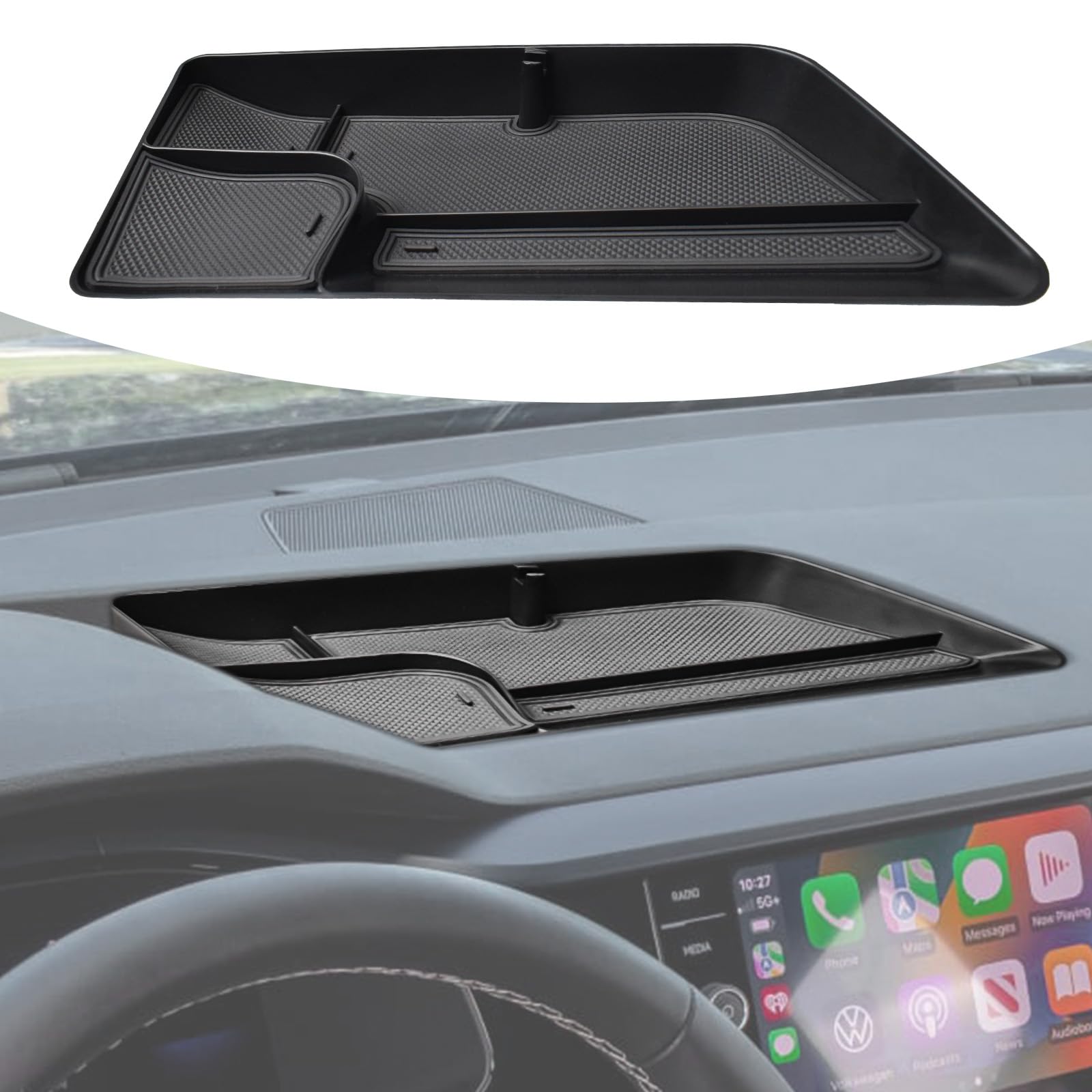 TACOBRO Taos dash-mounted storage box keeps essentials neatly within reach.